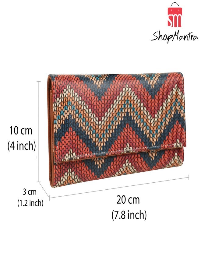 ShopMantra Multicolor Wallet for Woman | Premium Faux Leather Clutch | Stylish Money Organizer with Card Slots | Zigzag Print Design - Image 3